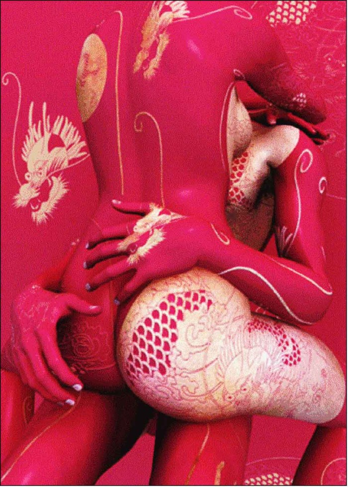 Erotic drawings on the body