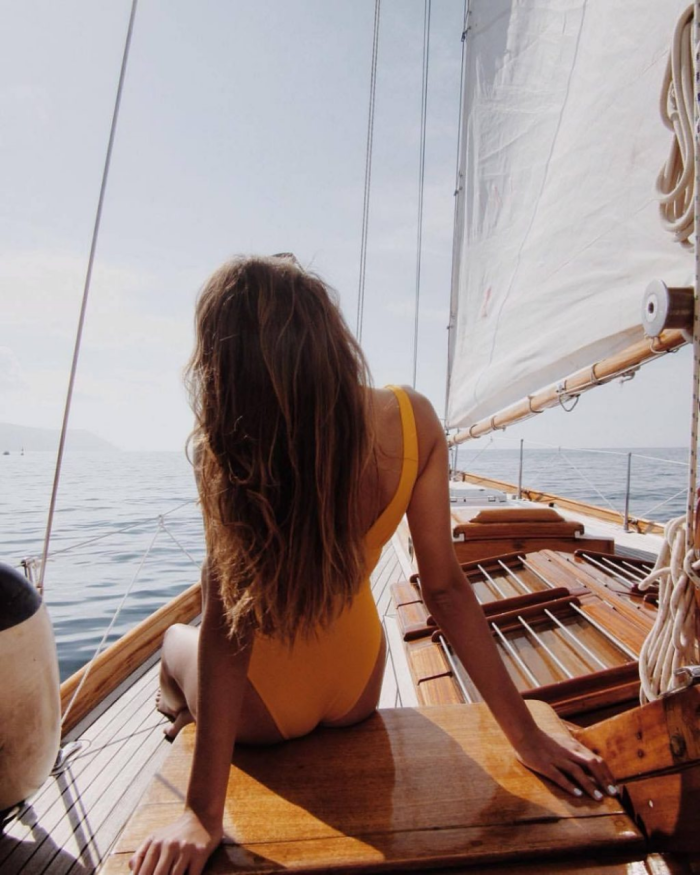 Girl on a sailboat