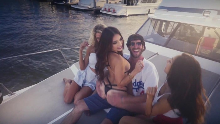A guy with a girl on a yacht