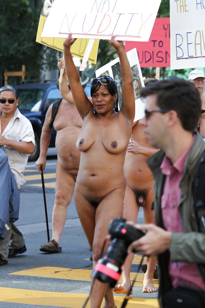 Naked women in front of the public