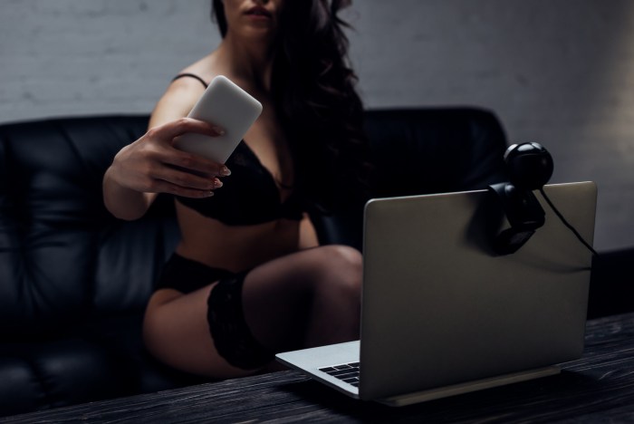 Selfies on the sofa in the girl's underwear