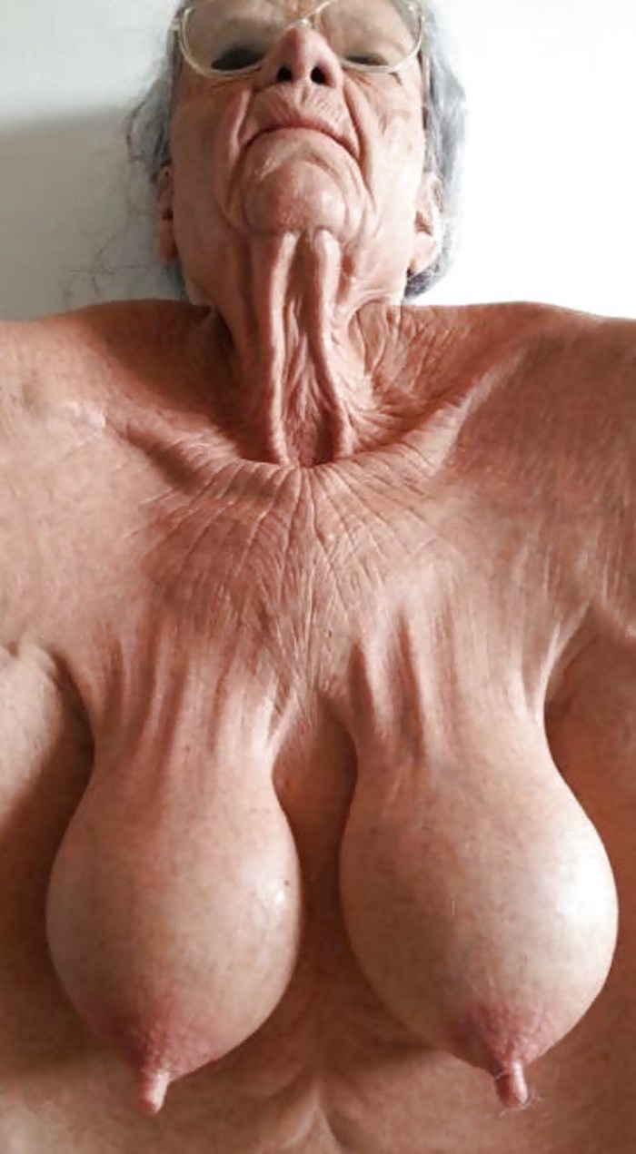 Big hanging boobs old women