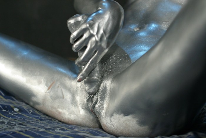 Naked dick in gold paint