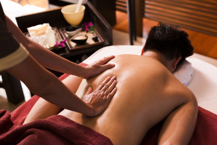 Back massage to a man