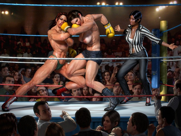 Lesbian battles in the ring