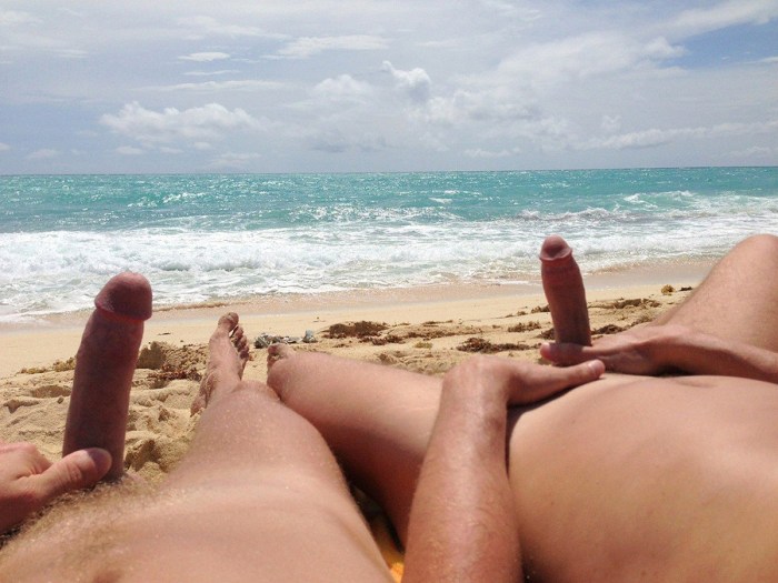 Masturbation of men on the beach