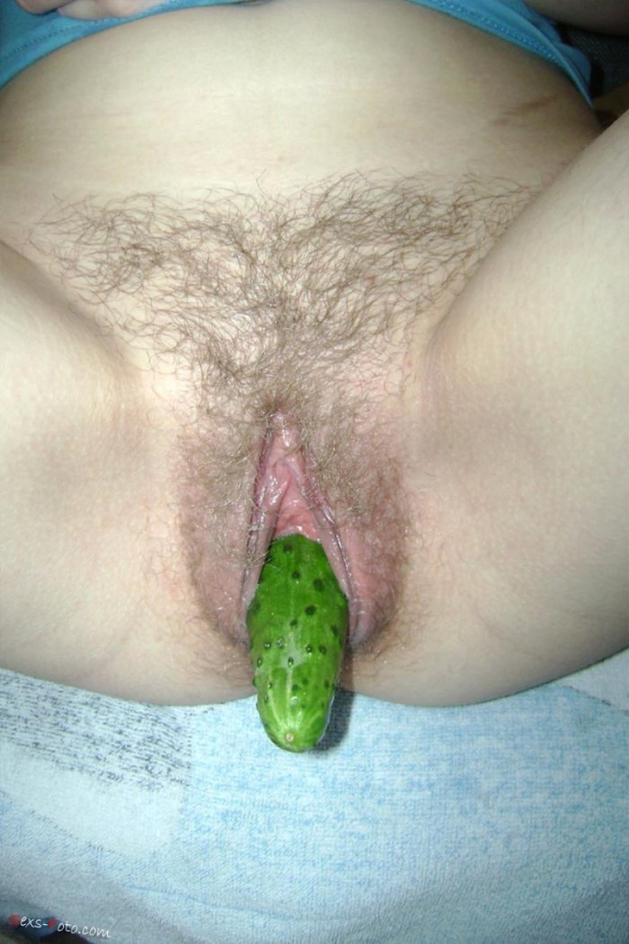 Masturbation banana and cucumber