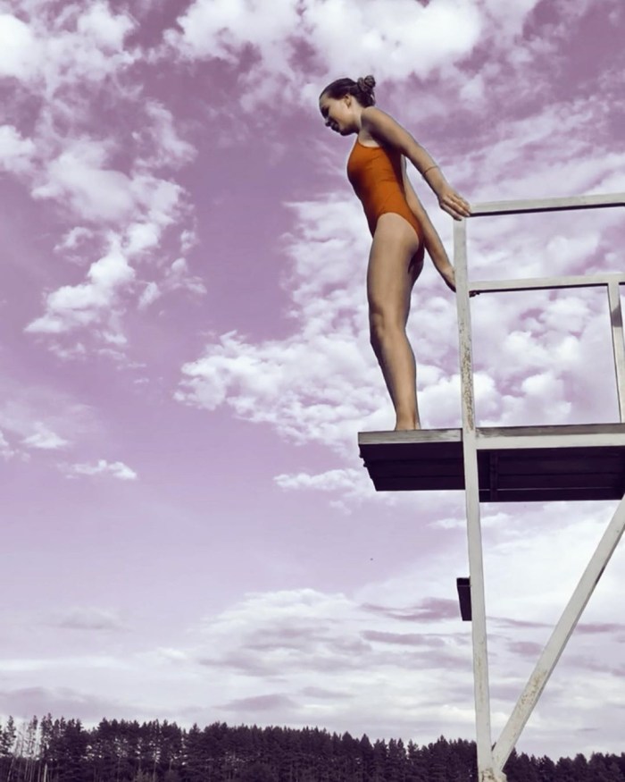 Girl jumping from heights