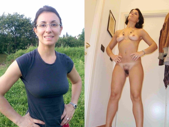 Naked mature in clothes and without