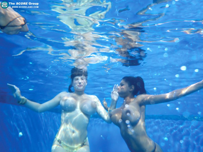 Girls in the pool under water naked