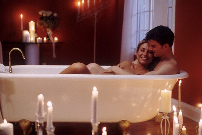 Man and woman in the bathroom