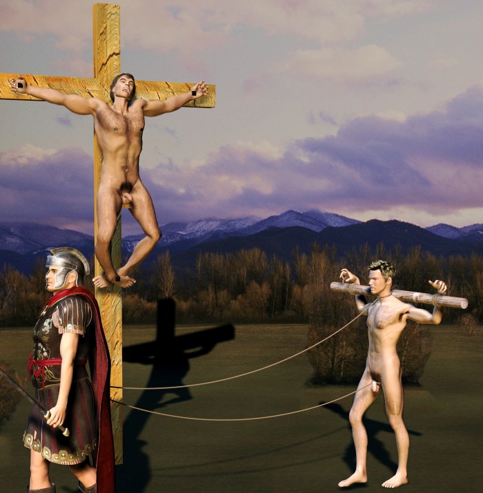 Naga woman crucified on the cross