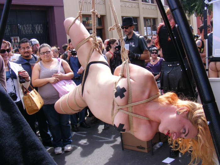 Street BDSM under clothing