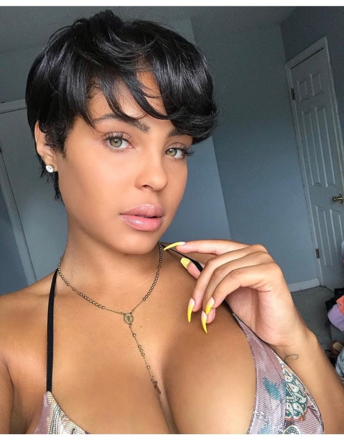 Short haircut and large breasts