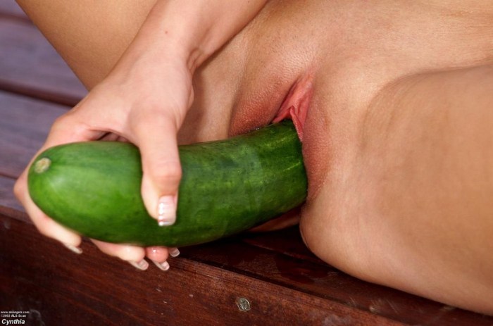 Cucumber in a pussy private