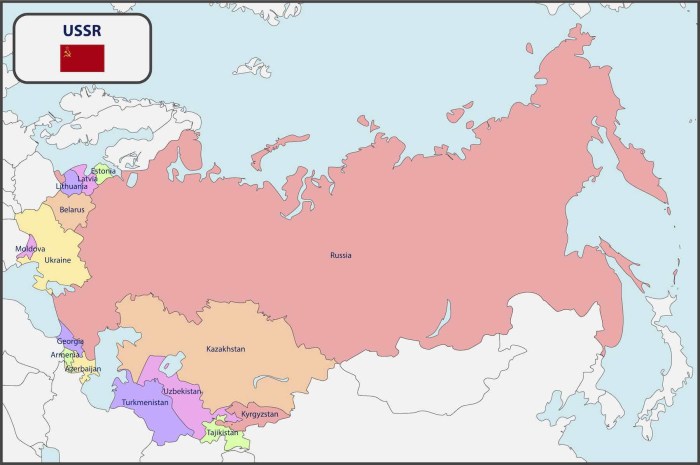 USSR map 1980 with the republics