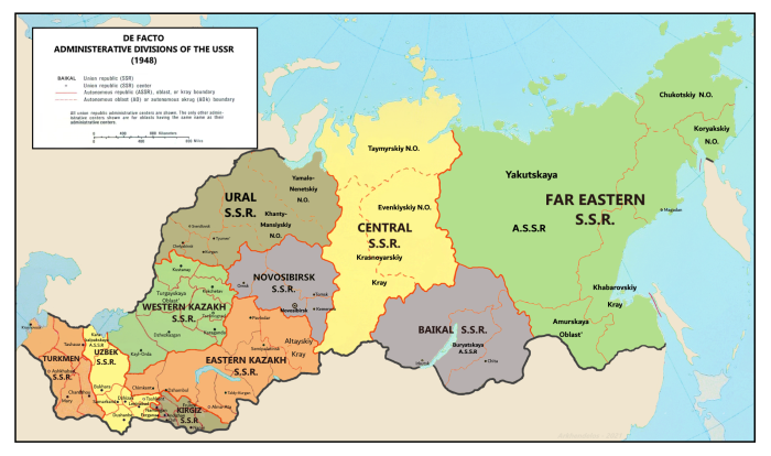 The percentage of Russians by region