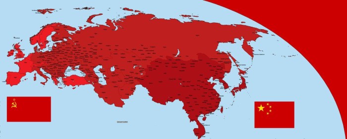 USSR map with the flag of the USSR