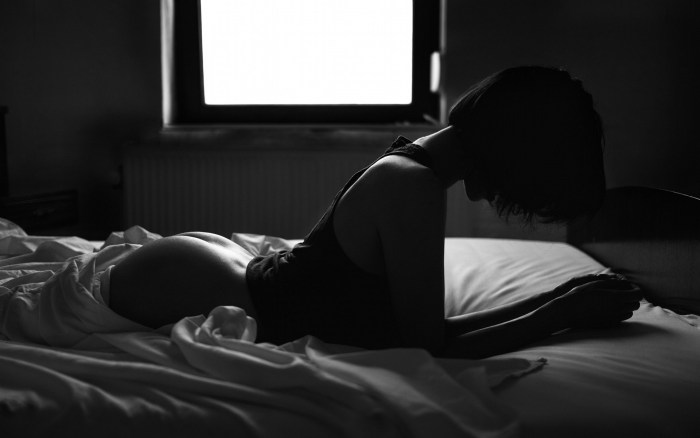 Girl in bed night