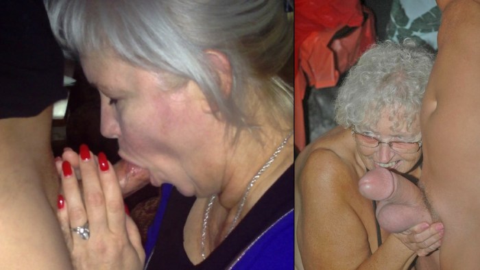 The old woman sucks in public