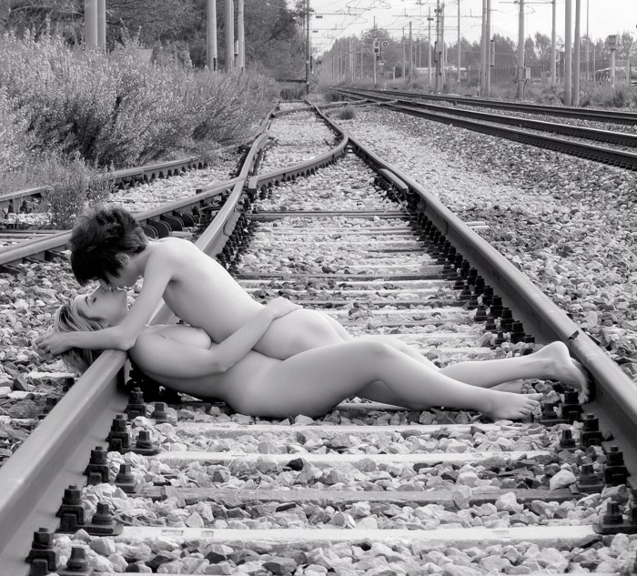 Drunk women on the train nude