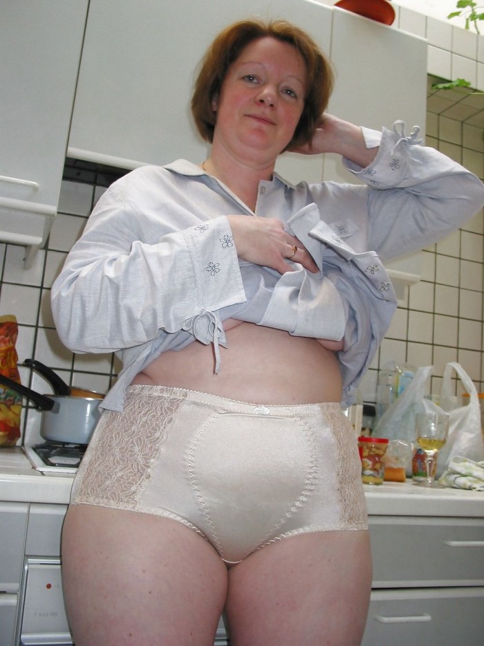 Fat women in white underpants