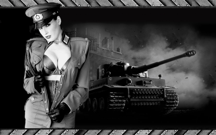 Erotic photo shoot on a tank