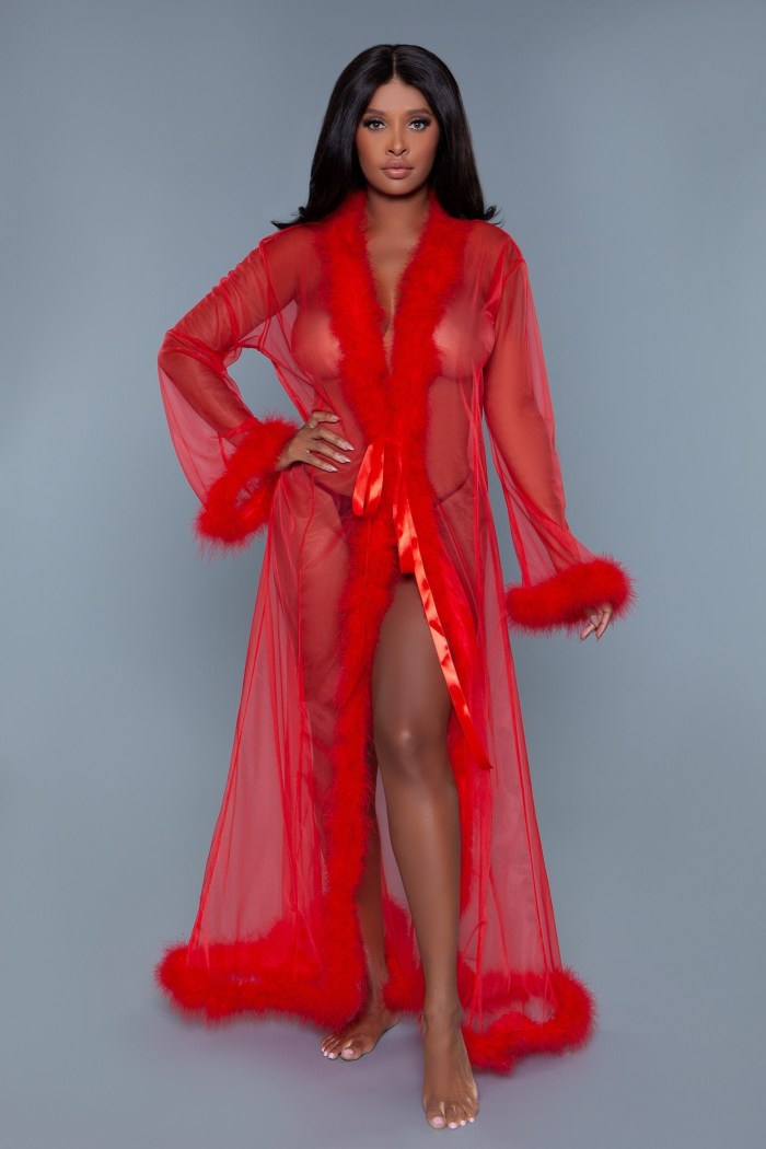 Jianna Michaels in a transparent peignoir