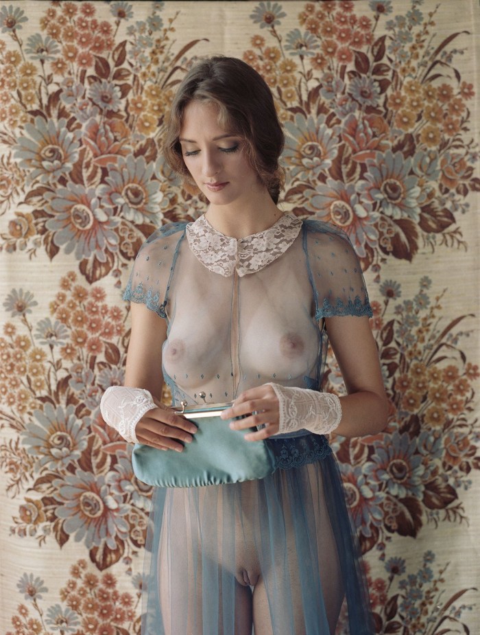 Naked woman in a transparent robe