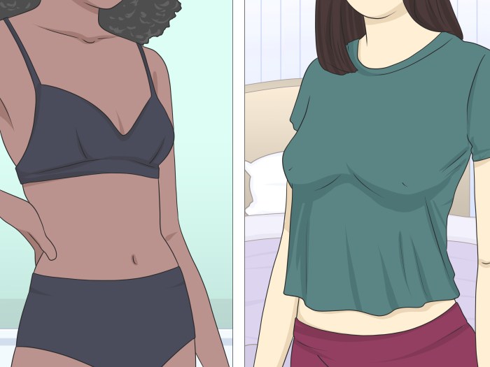 Girl in a T -shirt without a bra