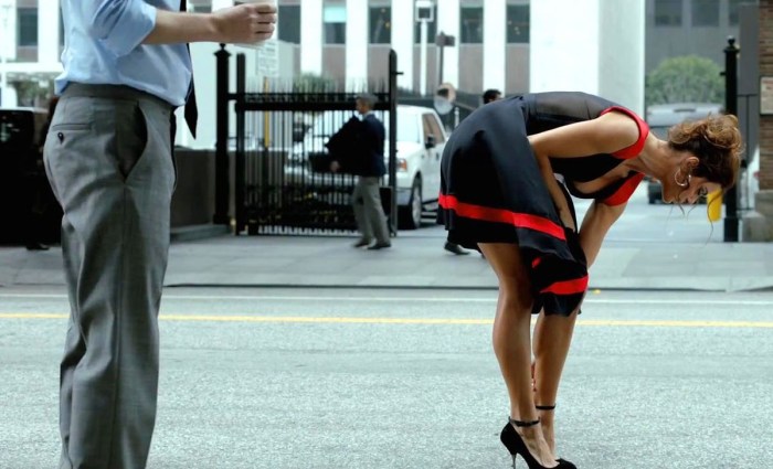 The woman leaned over