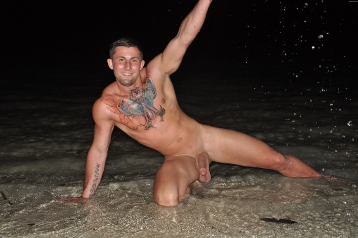 Naked swimmers without panties