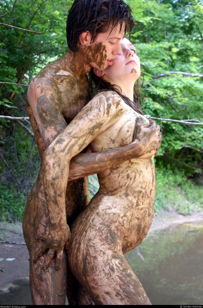 Girls bathe naked