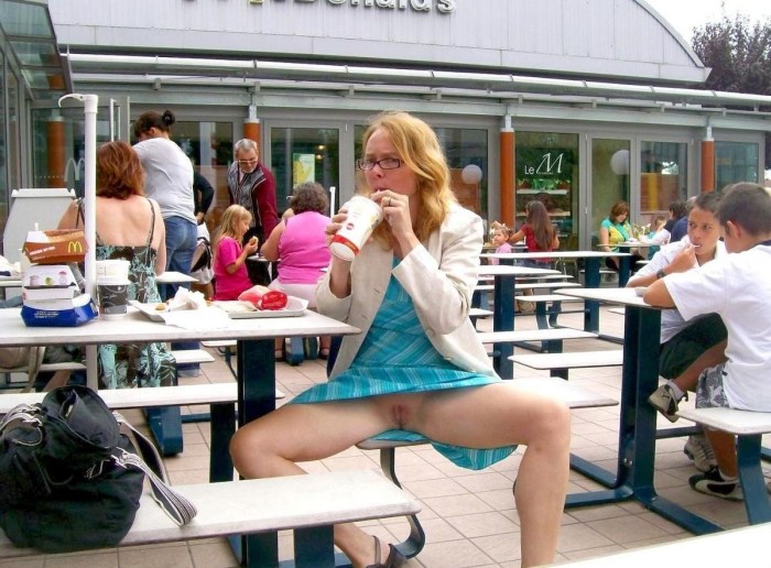 Without panties in public