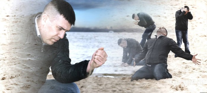 A man with sand
