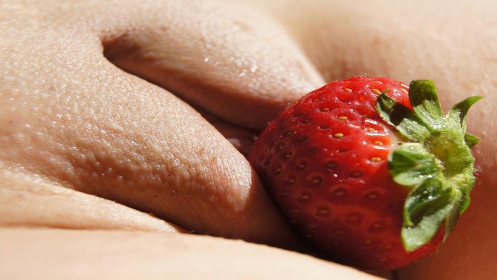 Strawberry and naked boobs