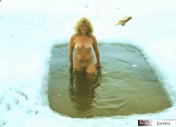 Bathing in the hole for baptism
