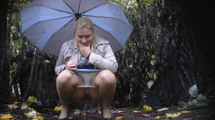 Woman poop in nature