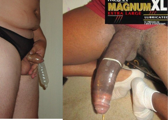 Black condom on a dick