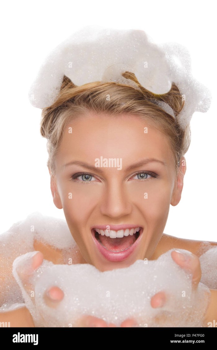 Girl in soap foam
