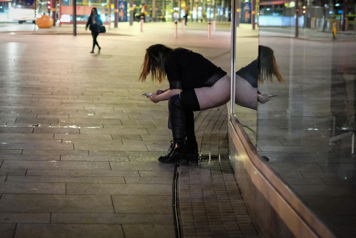 Naked drunken women on the street