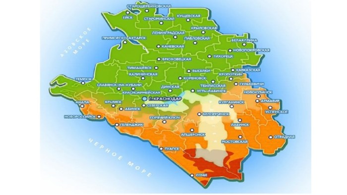 Kuban border on the map