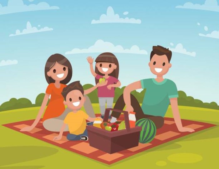 Family on the picnic picture for children