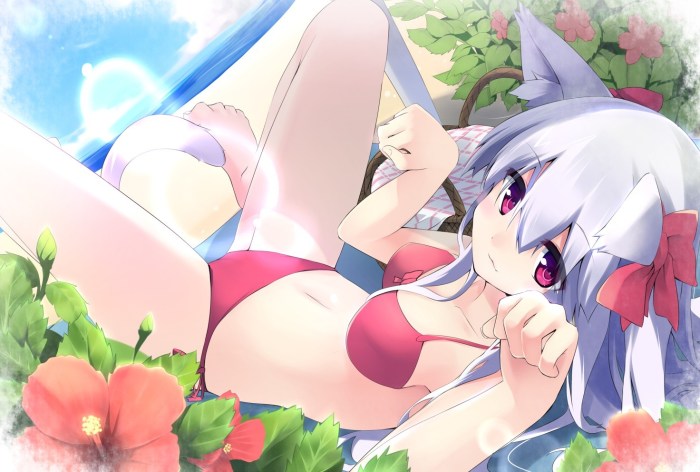 Girls cats in anime bikini