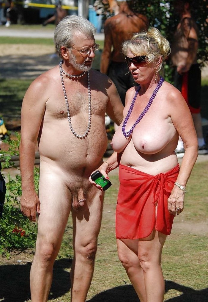 Naked elderly men and women