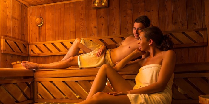 Beautiful girls and guys in the bath