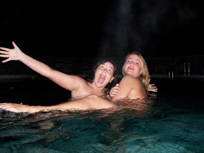 Women swim naked