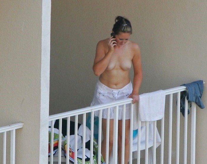 Girls naked on the balcony