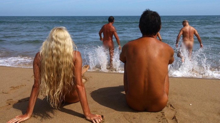 People on a nudist beach