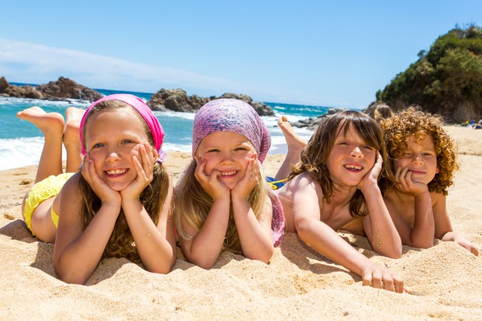 Slender girls on the beach